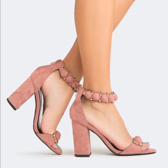 Mauve Blush Studded Embellished Platform Sandal - Picture 4 of 8